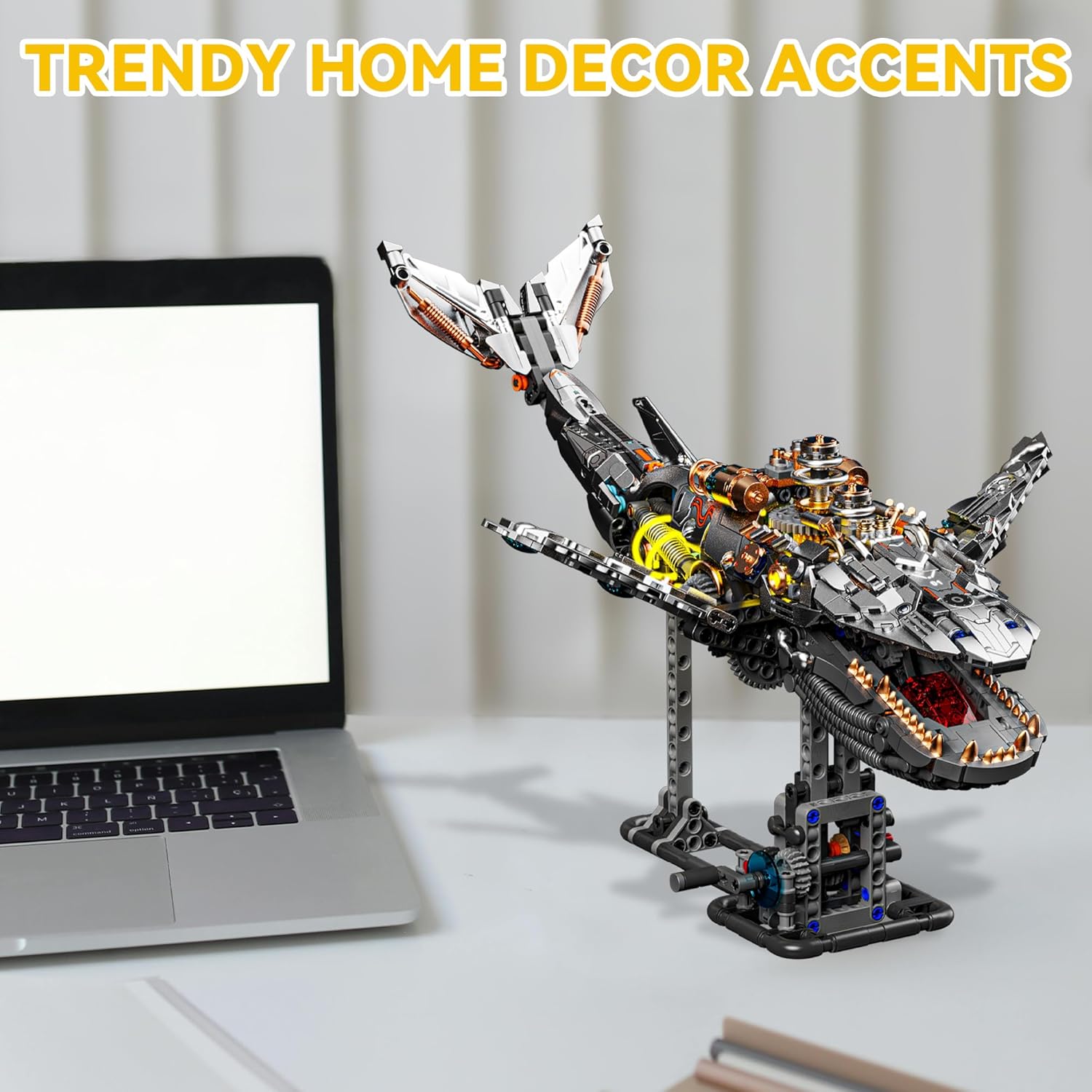 Mechanical Whale Building Set, Ocean Animal Model with Light for Adults & Boys Home Office Decor -1388PCS - Image 6