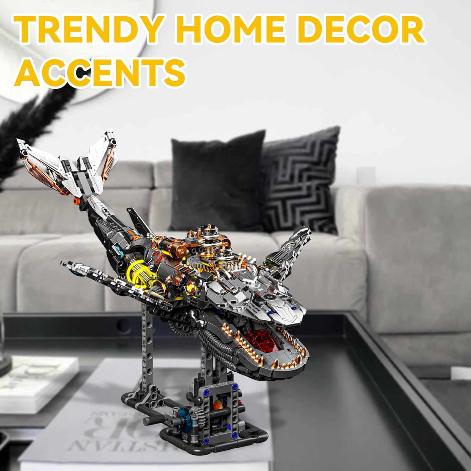 Mechanical Whale Building Set, Ocean Animal Model with Light for Adults & Boys Home Office Decor -1388PCS - Image 3