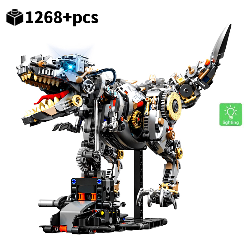 STEM Creative Jurassic Mechanical Dinosaur Building Blocks Brick Tyrannosaurus Rex Animal with Light Model Assembly Toy Kid Gift - Image 6