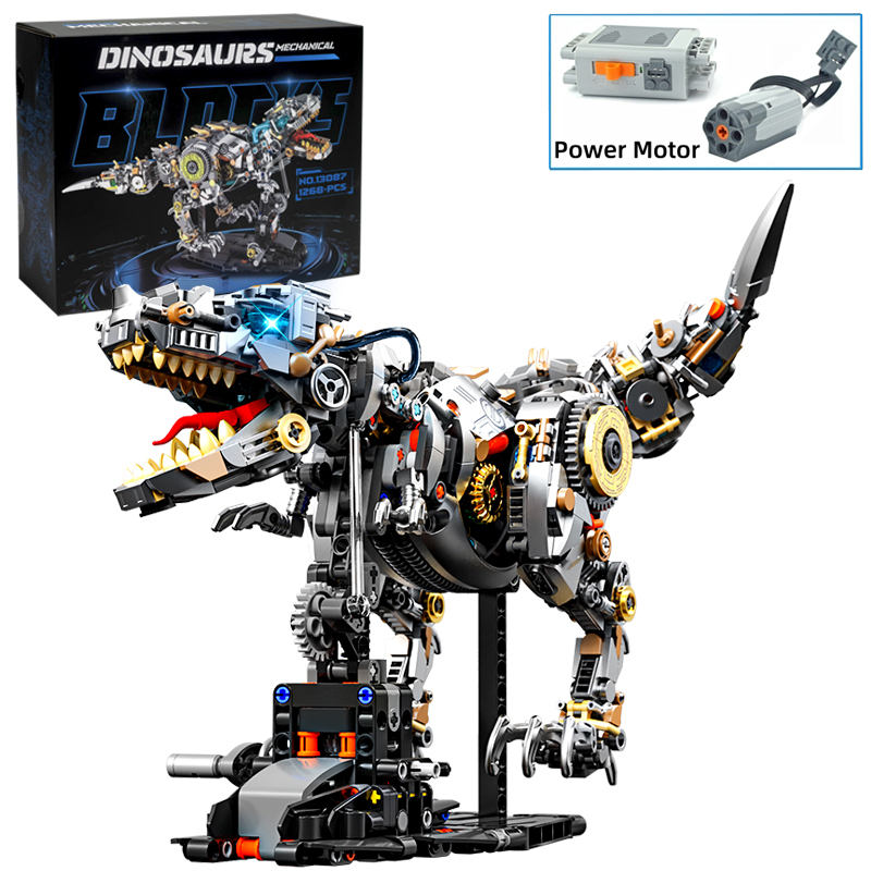 STEM Creative Jurassic Mechanical Dinosaur Building Blocks Brick Tyrannosaurus Rex Animal with Light Model Assembly Toy Kid Gift - Image 7
