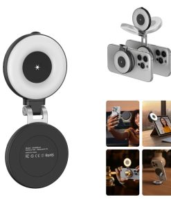 Magnetic Fill Light Mini Selfie Ring Fill Light 3 Modes with Mirror Light Universal for Smartphone Iphone Android