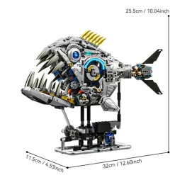 Alternative view of 2025 Mechanical Piranha Building Blocks Set Marine Animal Model DIY Educational Toy for Kids Birthday Christmas Gifts 1085pcs